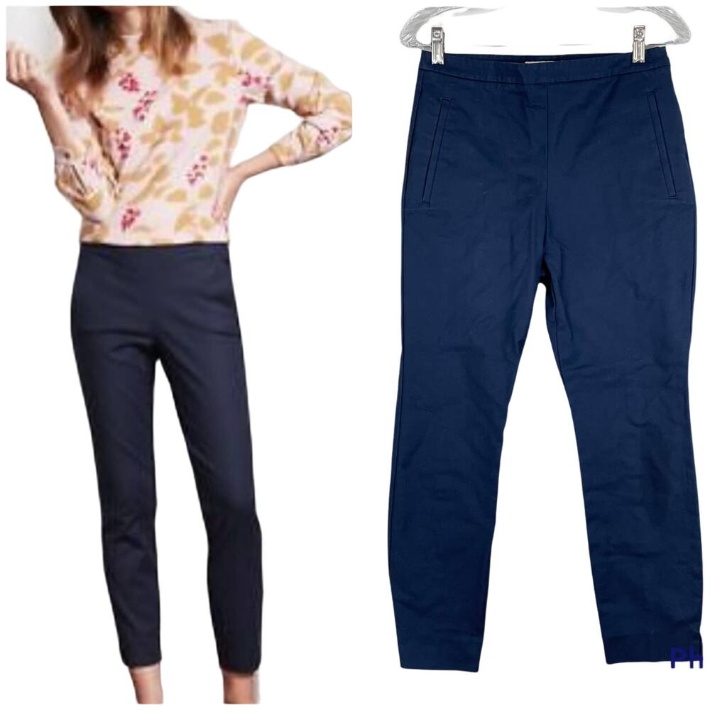BODEN Kensington Pants WM386 Ankle Trousers Navy Blue Size US 6R Flat Front